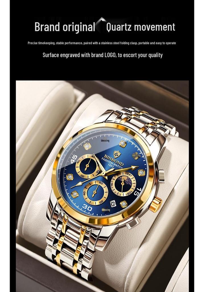 Binbang Multifunctional Quartz Men's Business Watch