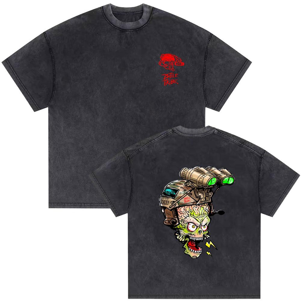 Washed Vintage Forward Observations Group Tshirt Skeleton Graphic Tees Mens Cotton Oversized Tshirt Male Gothic Punk T Shirts