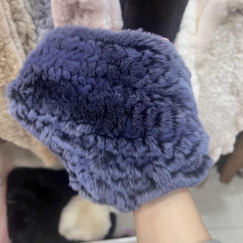 Rabbit Fur Scarf Double-Sided Knitted Real Fur Neck Warmer Women Winter Warm Neck Scarves Natural Fur Ring Scarves Winter Scarf