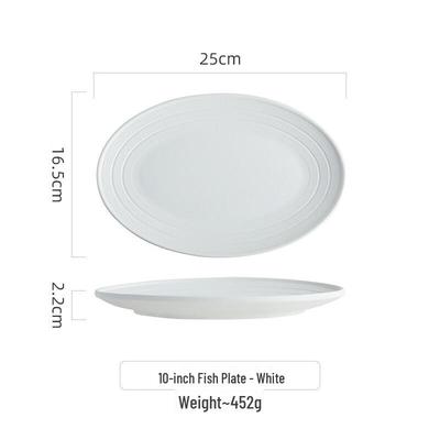ZISIZ Japanese Style Frosted White Oval Fish Plate
