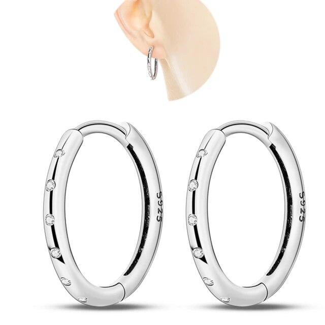 2023 Sparkling Pave Silver 925 Earrings Fit Original Charms Hoop Earrings For Women Earrings Fine Jewelry Gifts