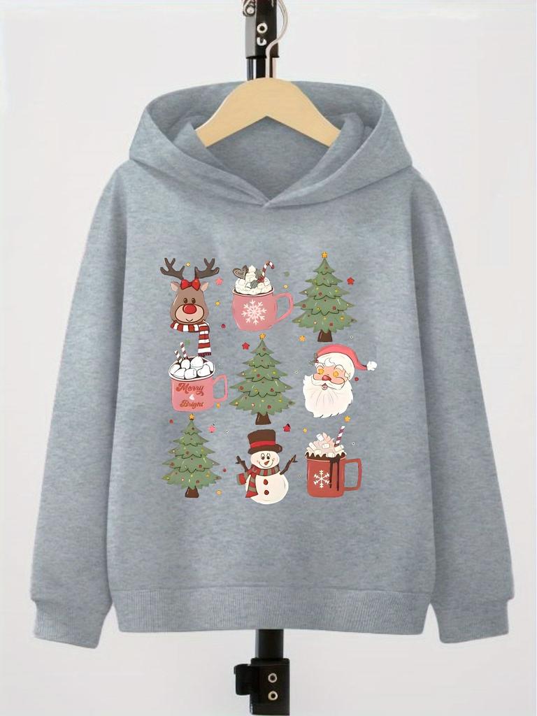 Children's Autumn/Winter Christmas-Themed Hooded Sweatshirt – Comfortable & Warm Pullover for Boys and Girls – Halloween Print