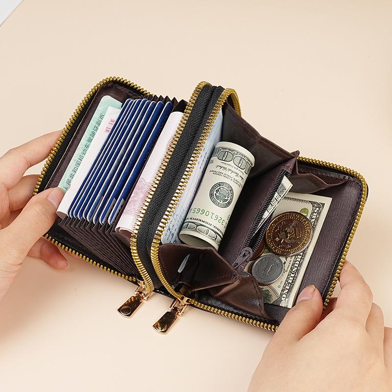 Women's Crocodile Pattern Accordion Zipper Card Holder & Coin Purse - Multi-Card Slots, Large Capacity