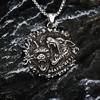 Vintage Viking Style Double Wolf Celtic Knot Stainless Steel Mens Necklace Pendant