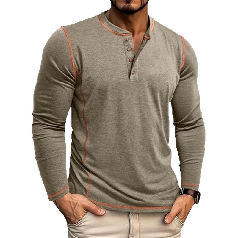 New Summer Men's Long Sleeve Stand Collar T-Shirt Breathable Casual Top