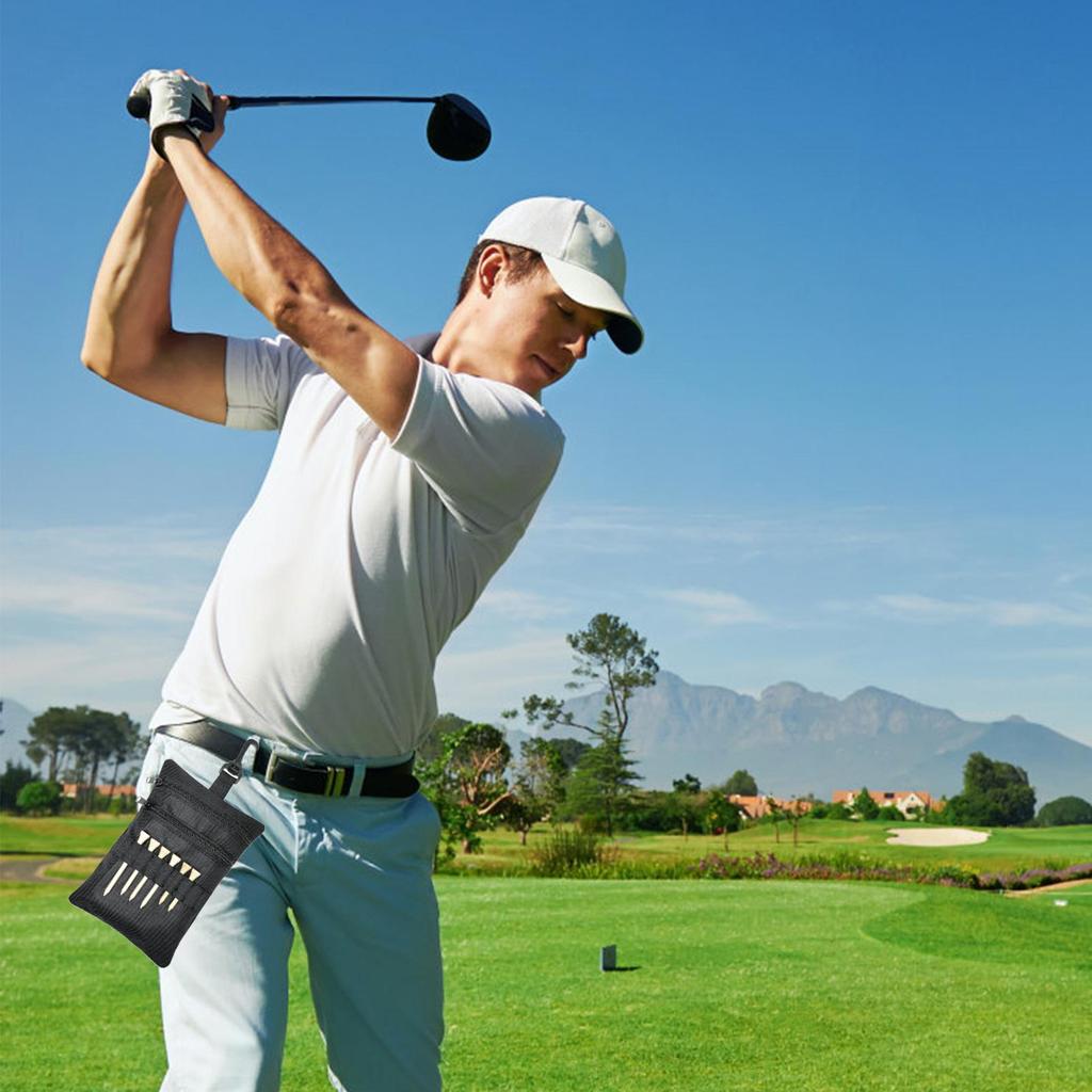 Golf Ball Pouch Zipper Waist Pocket Golf Tee Bag for Belt Backpack Outdoor Training Practice Travel Gym Men Dad Golfer