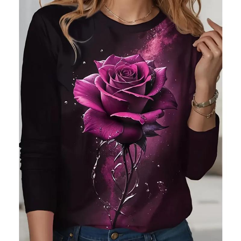 2025 Autumn & Winter Women's New Casual Crew Neck Long Sleeve Top 3D Animal Pattern