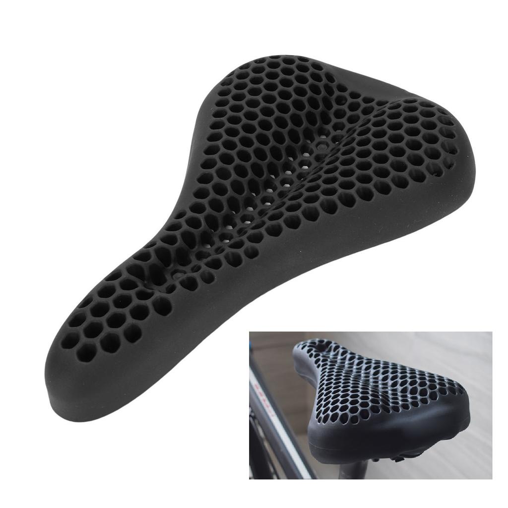 Bike Seat Cushion Cover Silicon Honeycomb Anti Slip Rainproof Ergonomic Bicycle Saddle Cover for Mountain Bikes Road Bikes Black