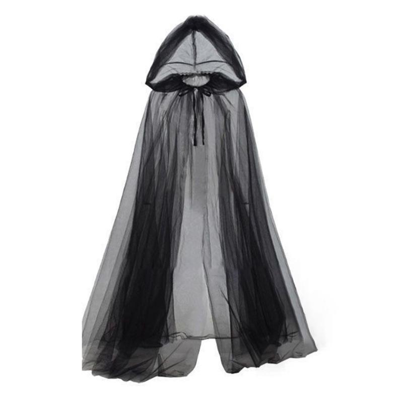 Clear Cape With Adjustable Hoods Comfortable Halloween Party Wear Foldable Costume Accessory Sheer Witches Costume