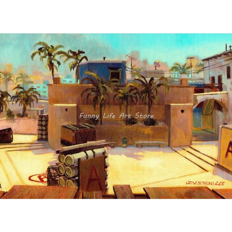 Classic Gun Shooting Game Counter Strike Cs Go Scene Posters Prints Canvas Printing Wall Art Picture for Living Room Decor Gift