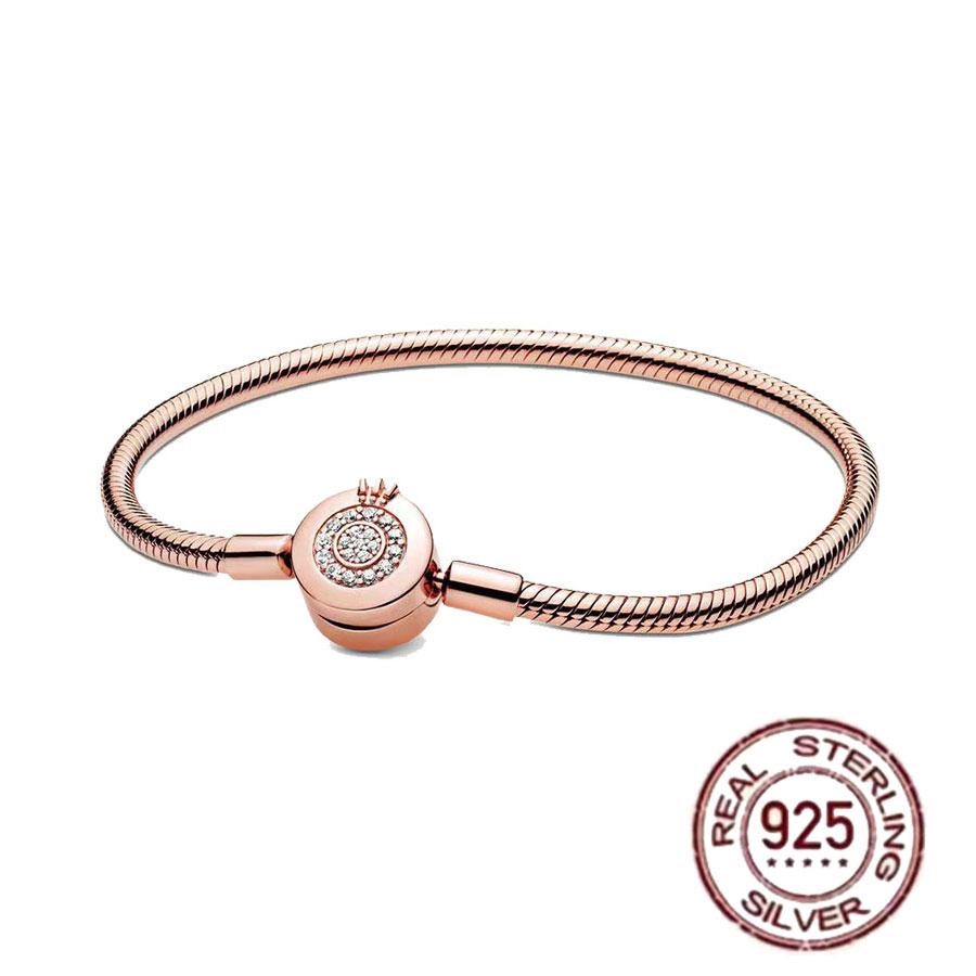 Best-selling 925 Sterling Silver Heart-shaped Crown Snake Bone Chain, Perfect for the Original DlY Bracelet! Ladies' Birthday Fa