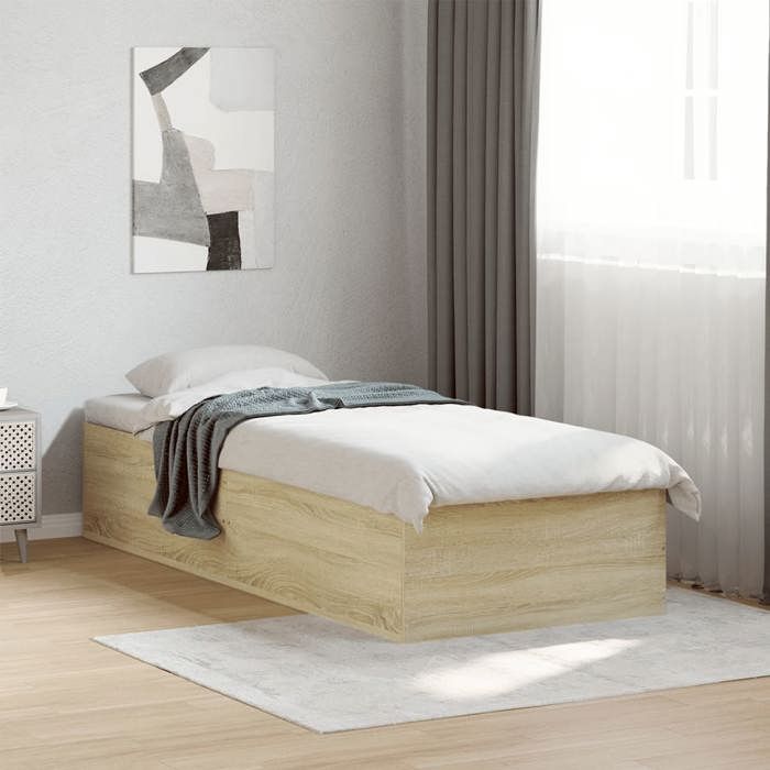 VidaXL Bed Frames Sonoma Oak 90x190 Cm Engineered Wood, Bedroom Furniture, Slatted Base, Panel Bed, Bed, Bed 3281065
