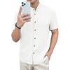 Men's Stand Up Collar Shirt  Short Sleeved Top  Men's Casual T-shirt  Cardigan Top