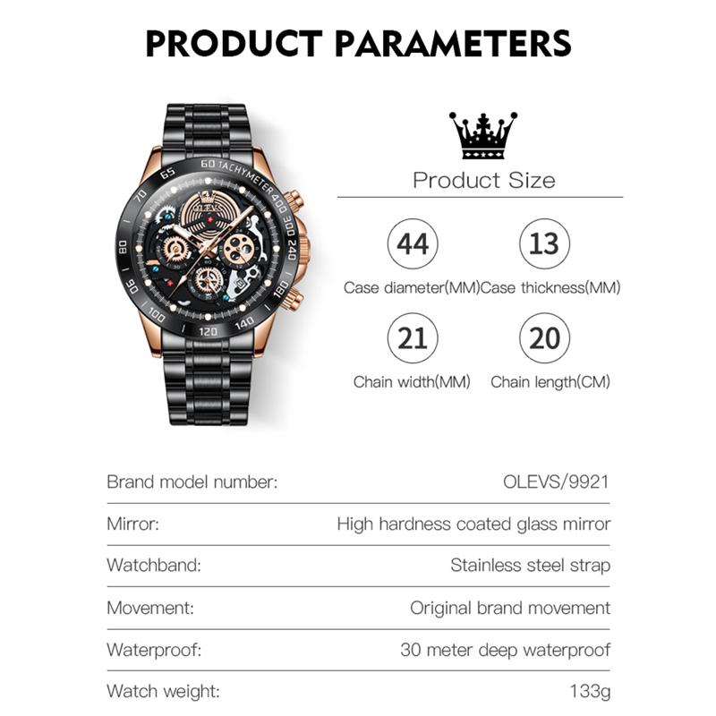 OLEVS Brand Watch Fashion Tide Night Light Multi-function Waterproof Quartz Men's Watch Men's Watch