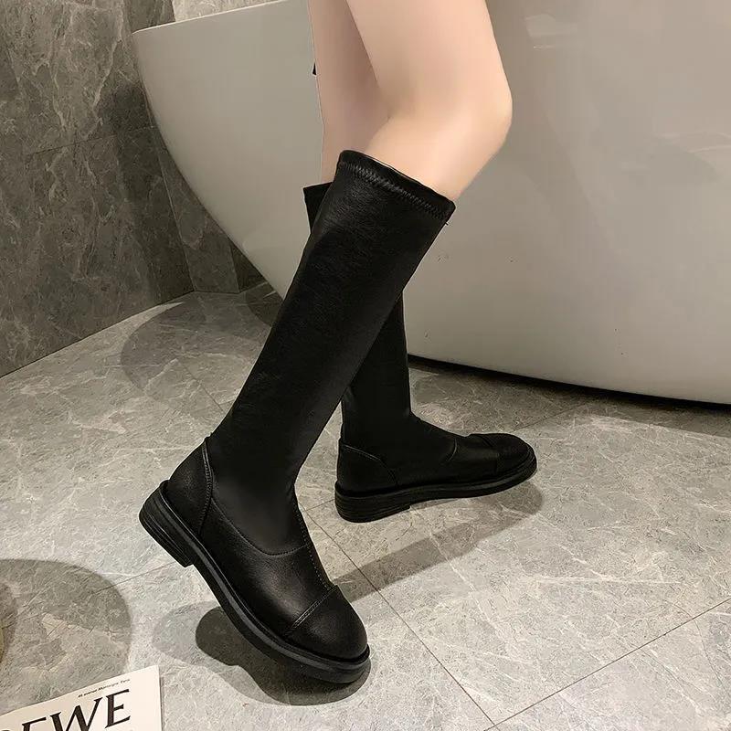 Autumn and winter new knight boots elastic boots's leather boots but knee boots long high boots thin boots tide