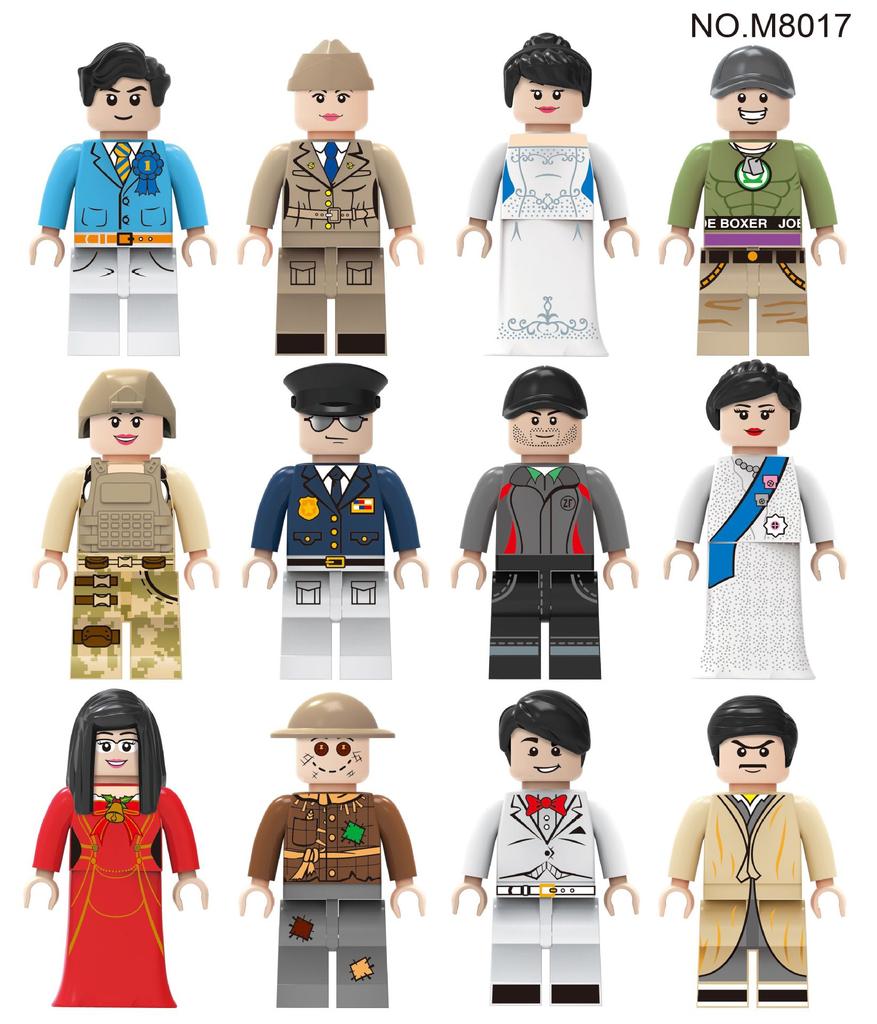 M8015 M8016 M8017 M8018 Professional Figurine Building Block Chef Flight Attendant Doctor Assemble Toy Bag