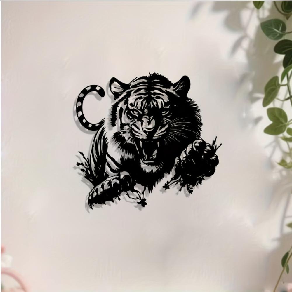 1pc Tiger Metal Wall Art, Animal Mural Sculpture, Rust Resistant for Living Room Garden Fence Decor, New Year Christmas Gift for Animal Lovers