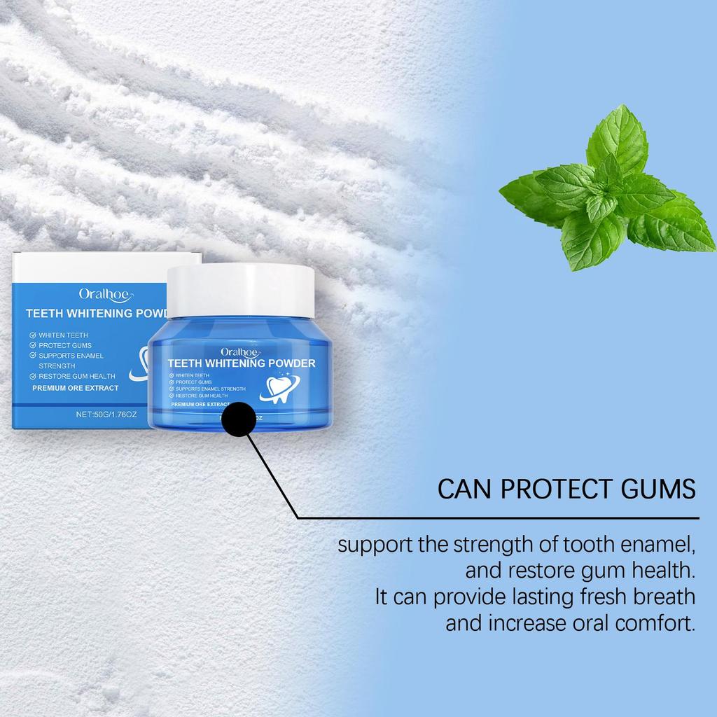 Oralhoe Teeth Whitening Powder Gently Cleans Teeth Stains and Yellowing Refreshes Your Mouth Teeth Care Powder