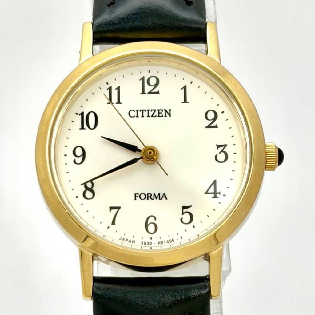 Used [Beautiful/New Battery] CITIZEN FORMA Ladies Watch Gold 5930-F91504 450186 New Belt