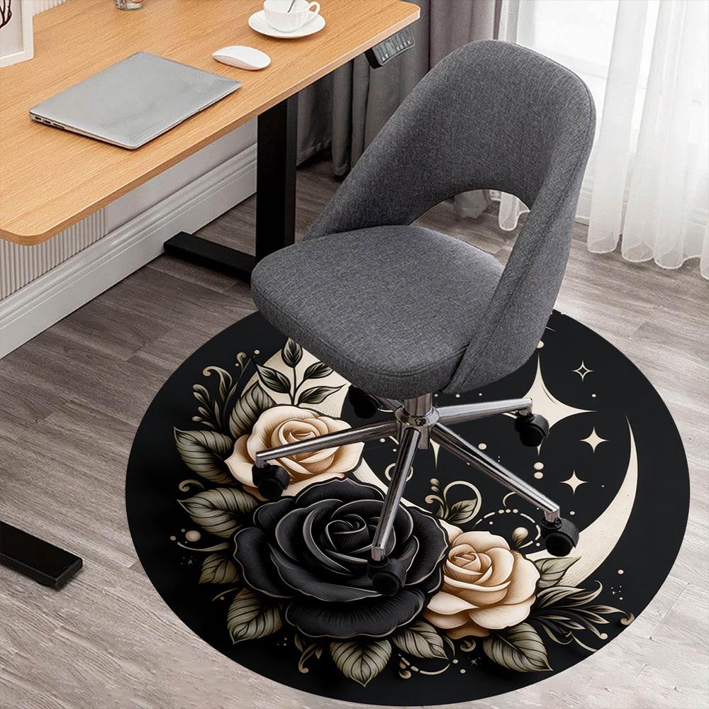 

1 шт. Круглый коврик для стула с рисунком «Лунная роза» для офиса, ковер для пола - нескользящий, коврик для пола для офиса, спальни и декора помещений p127231 80cm by 80cm