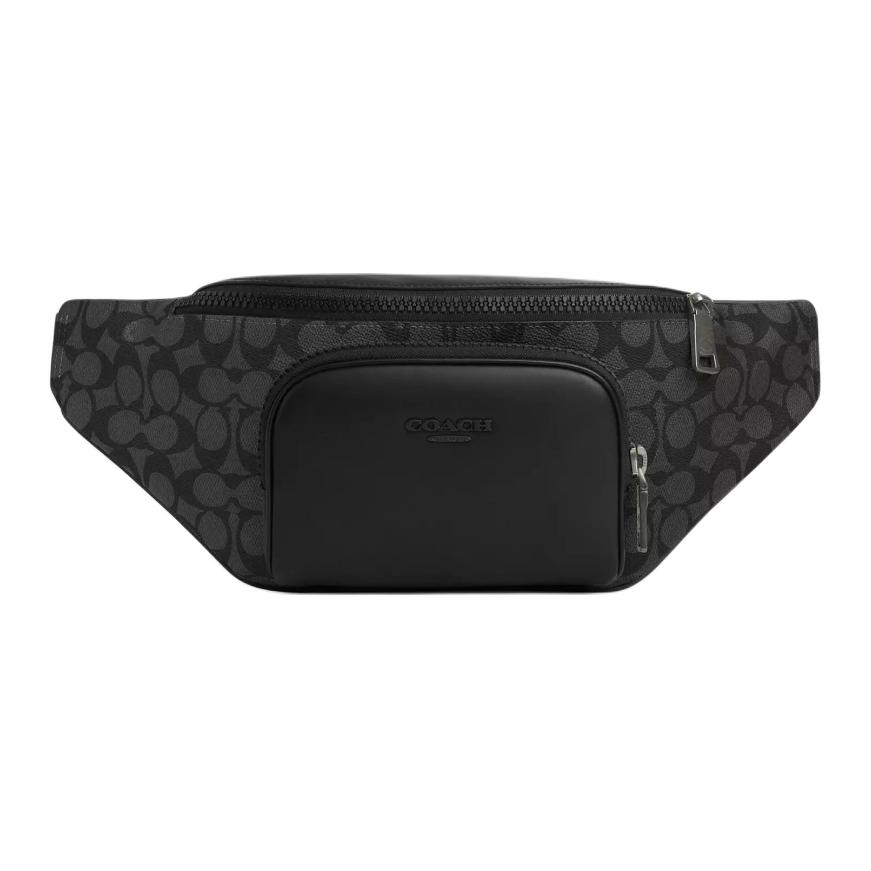 Coach CT714-QBMI5 Racer Belt Bag Signature Canvas Charcoal Black Basic Set (Bag+Dust Bag)