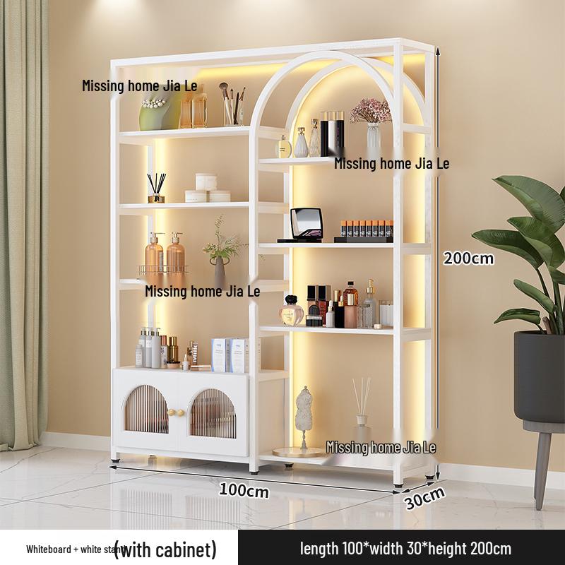 Illuminated Multi-Layer Cosmetic Display Shelf for Salons and Barbershops