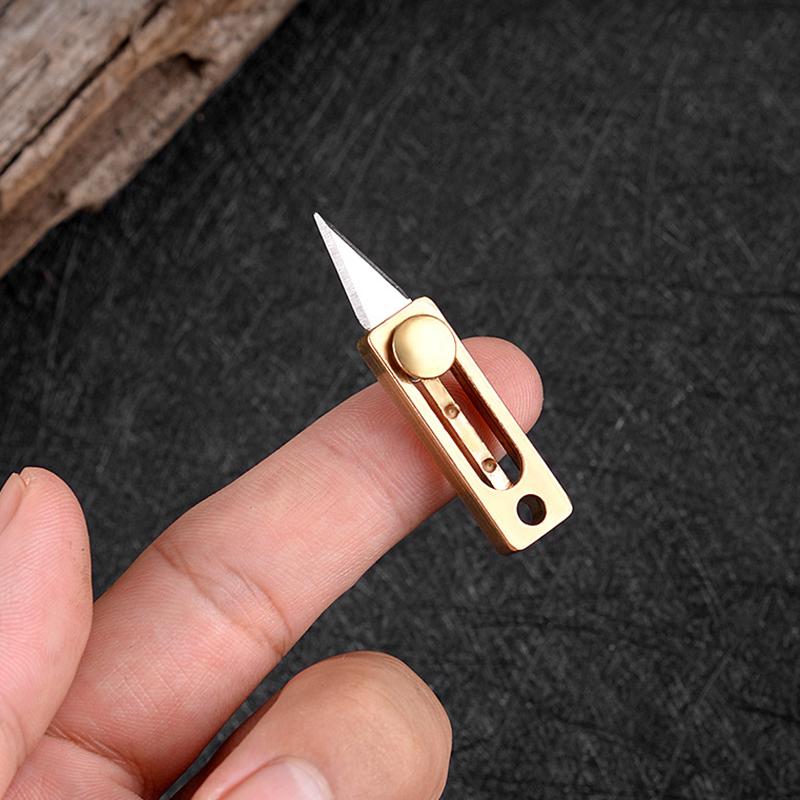 Mini G11 Stainless SteelHatchet Pocket Knife Full Tang Brass Handle Gift