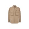 Solid Color Loose Fit Polo Woven Long Sleeve Shirt Men Shirts Malt-Ball A11M417401F-BN