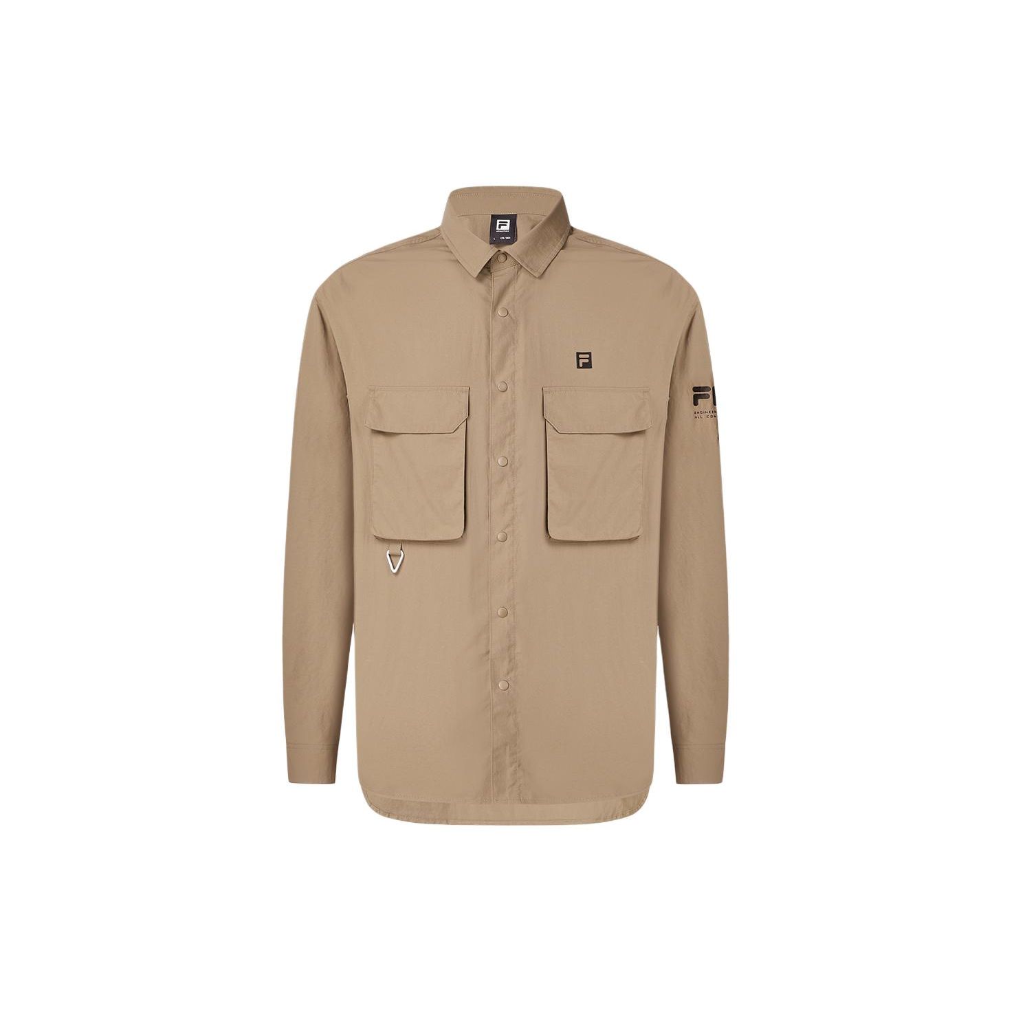 

FILA Solid Color Loose Fit Polo Woven Long Sleeve Shirt Men shirts Malt-Ball A11M417401F-BN XL