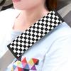 Black White Checkered Print Seatbelt Pads Fits Cars Trucks SUV Sedans Air Permeability Car Seatbelt Strap Cover, Racing Pattern Auto Interior