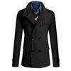 Men Long Sleeve Lapel Collar Double-breasted Pockets Woolen Slim Trench Coat