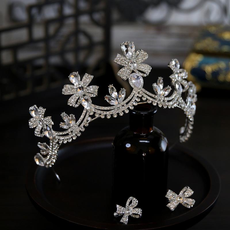 Korean Style Simple Bow New Style Luxurious and Elegant Bride Wedding Crown Headdress Crown Tiara Hair Accessories