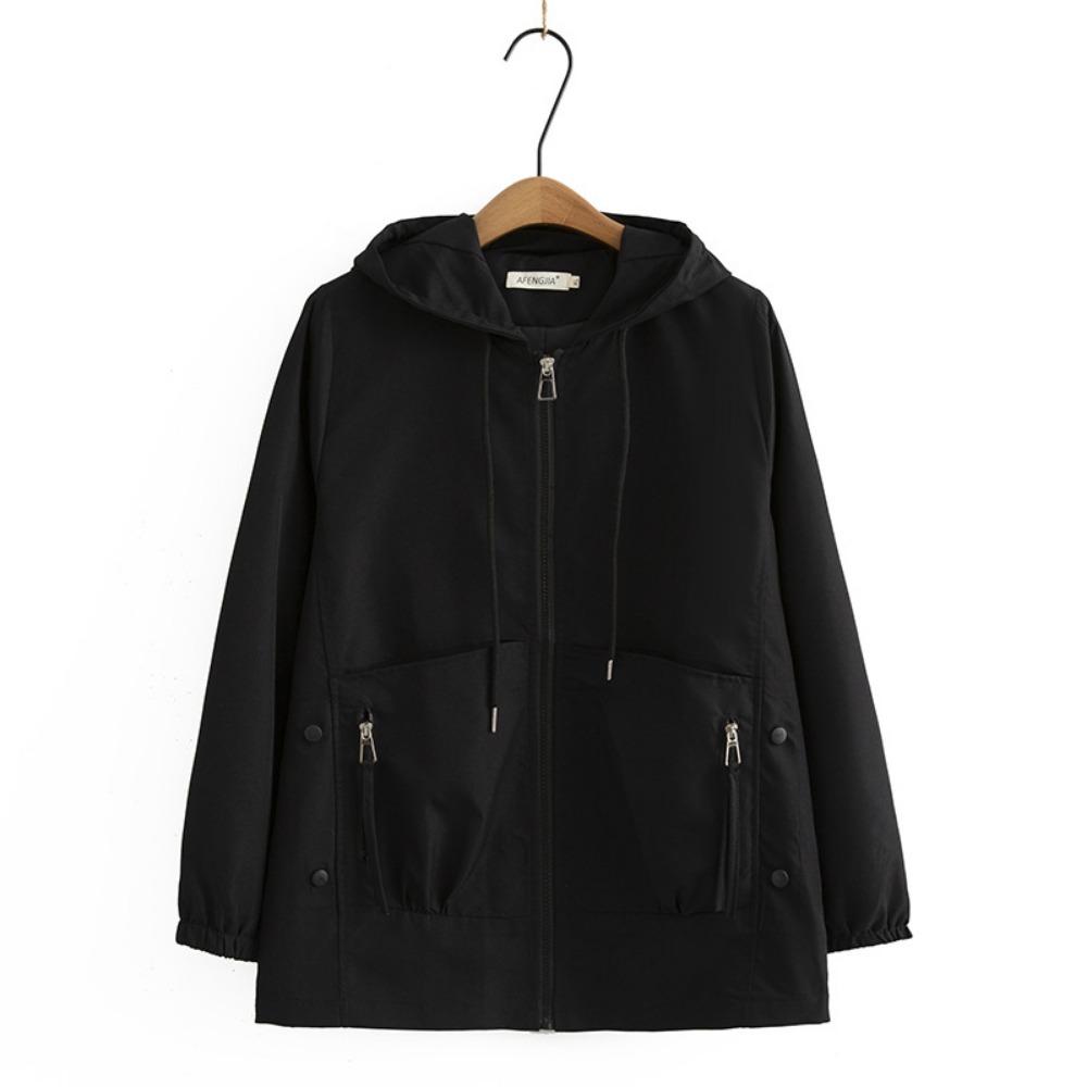 

Женский весенне-осенний тренч, свободный, модный, короткий, повседневный, с капюшоном, ветровка, пальто, верхняя одежда XXXXL чёрный