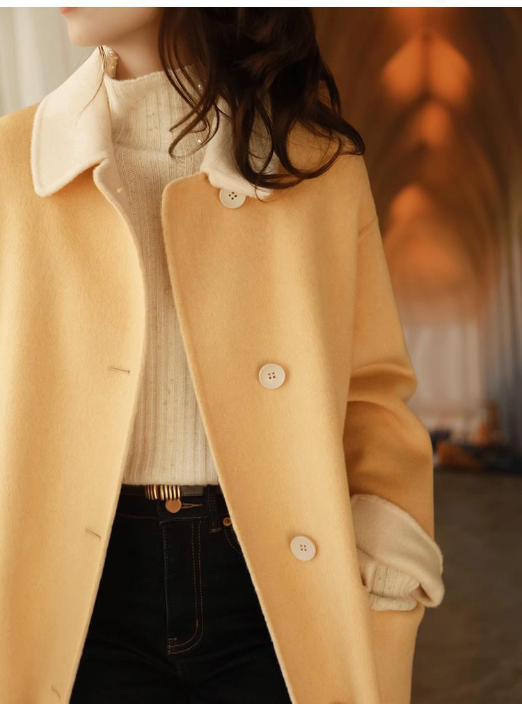 2025 Autumn/Winter Korean Style Slimming Loose Mid-Length Woolen Coat