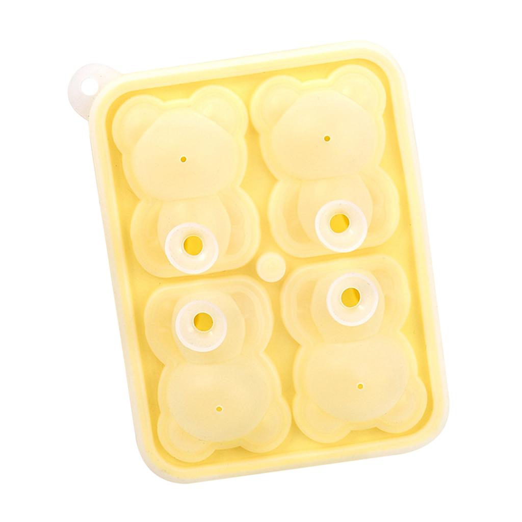 Little Bear Shape Ice Mold 4 Grids Silicone Ice Block Mould for Making Ice Cream Cake Candle