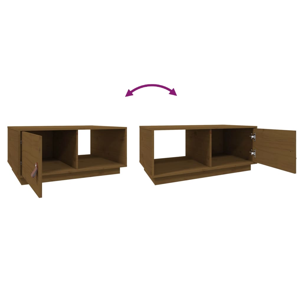 Coffee Table Honey Brown 80 X 50 X 35.5 Cm Solid Pine Wood