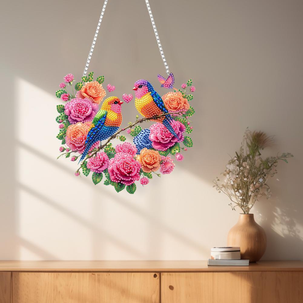 Acrylic 2D Flat DIY Diamond Painting Set Hanging Diamond Art Kits Rhinestone Diamond Art Window Pendants Wall Door Decoration