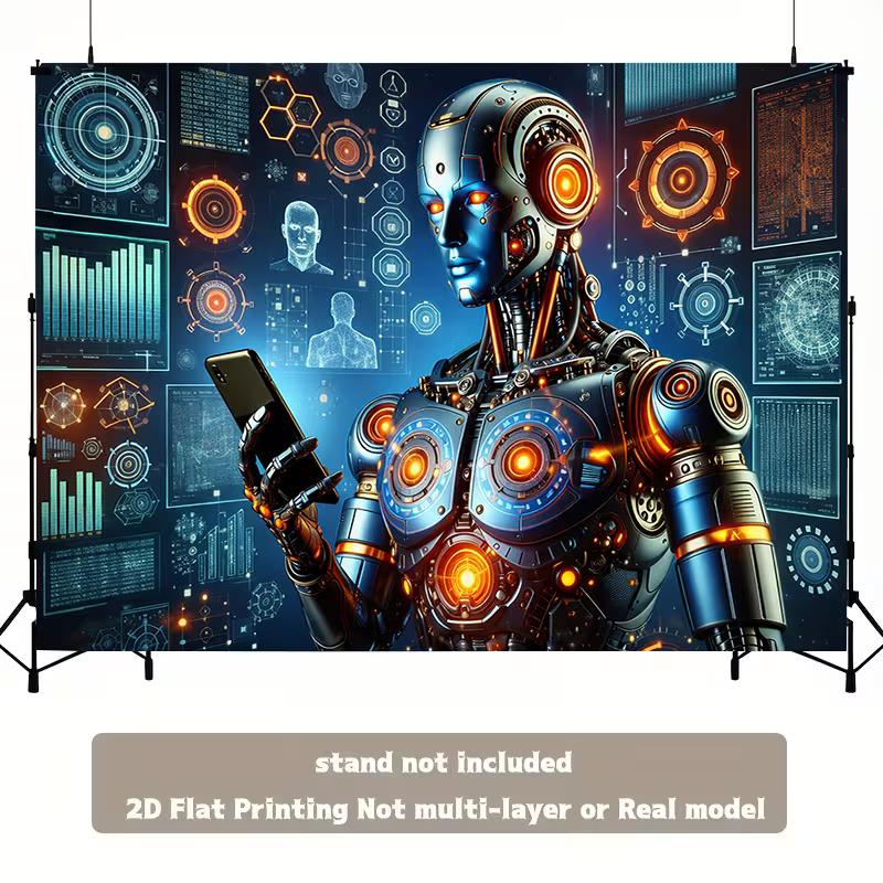 Futuristic AI Robot Backdrop, Sci-Fi Tech Photography Background