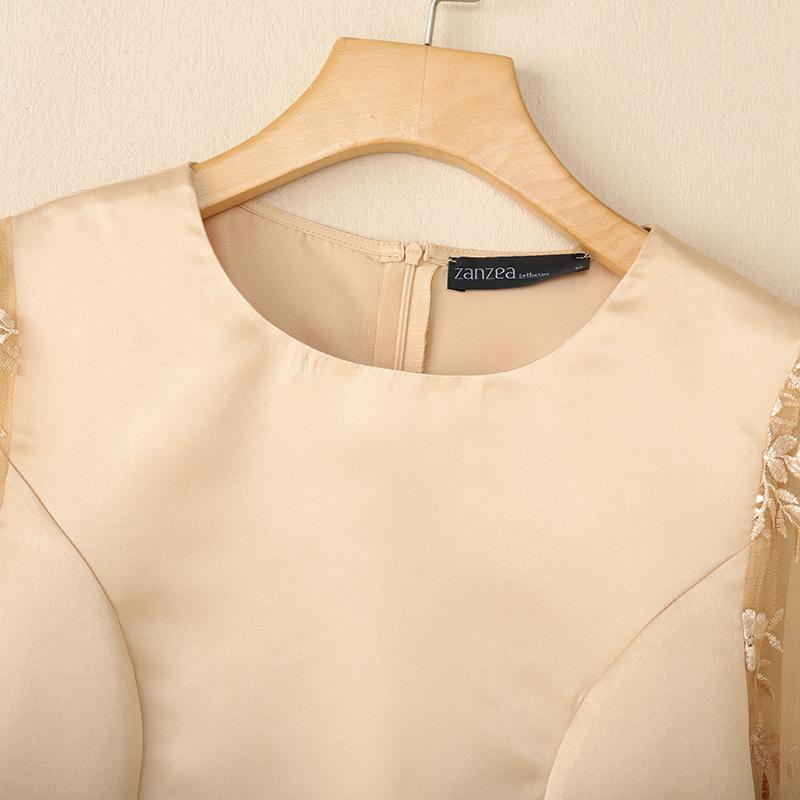 ZANZEA Women Casual Lace Splice 3/4 Sleeve Elegant Slim Blouse