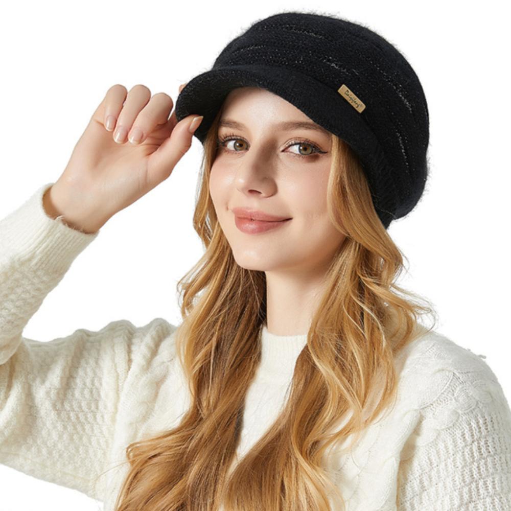 Rabbit Fur Hat Winter Thickened Middle-aged and Elderly Warm Hat Elegant High Elastic Double Layer Plus Velvet Ear Protection Hat
