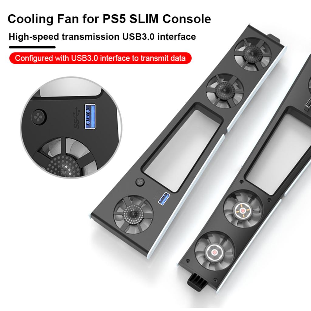 Game Console Cooler Fan for PS5 Slim Digital & Discs Edition Game Machine Cooling System with 3 Fans Gaming Accessories
