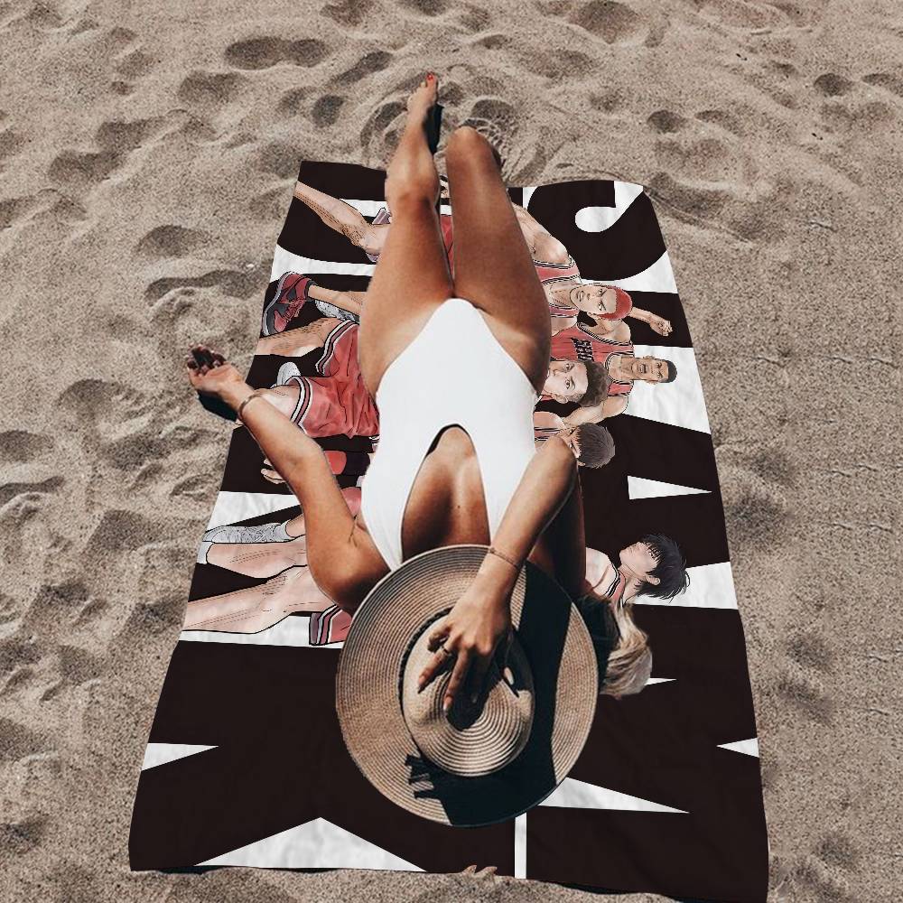 The First Slam DunK Beach Towel Cartoon Cute Summer Kids Large Bath Pool Beach Towel Microfiber Absorbent For Swimming Travel