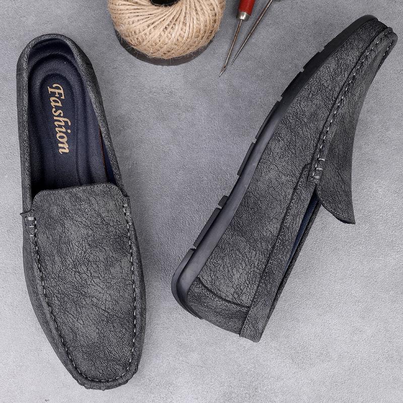 Men's British Style Breathable Leather Loafers: Soft Sole Slip-on Casual Driving Shoes