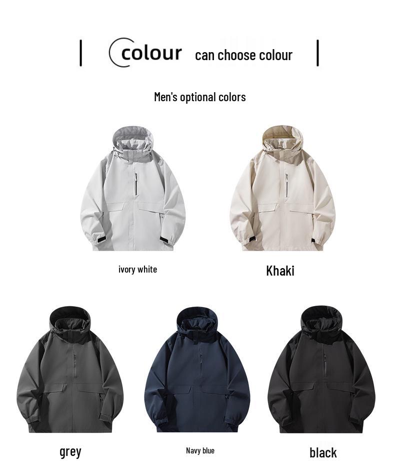 Waterproof Windproof Hooded Jacket for Couples - Breathable & Lightweight for Spring/Autumn Outdoor Activities