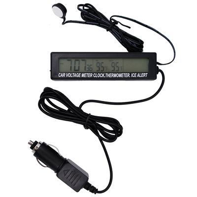 Digital Auto Car Voltage Thermometer Dual Colour Backlight Display 3 In 1 Clock Temperature Meter Temp Ice Alert Volt Detector