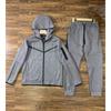 Womens Hooded Tracksuit Set Long Sleeve Cotton Sport Outfit Side Zip Casual Activewear
