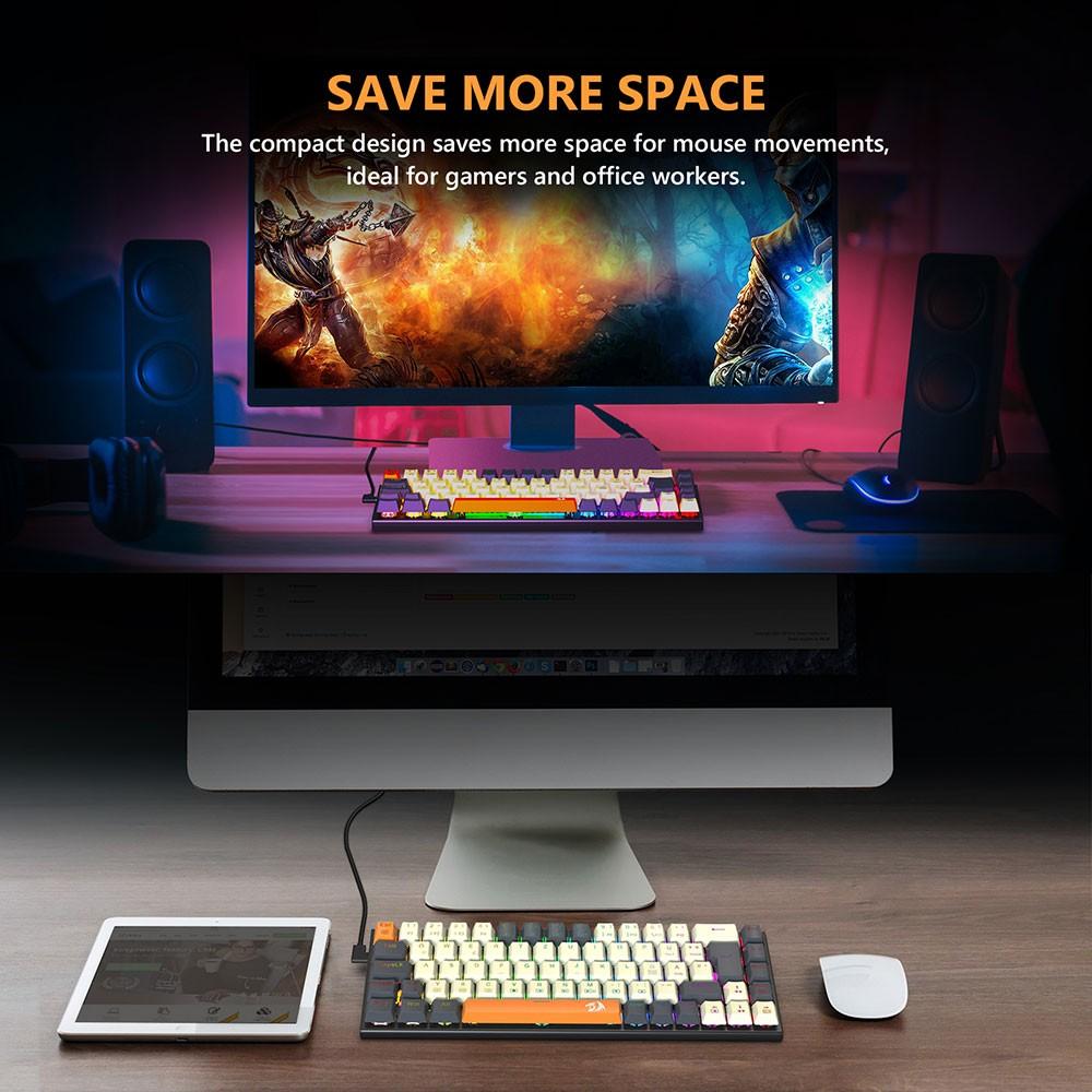 Redragon K633CGO-RGB "Ryze" 68-Key Compact Mechanical Gaming Keyboard - RGB Backlit, Hot-Swappable Red Switches, Colorful PBT Keycaps