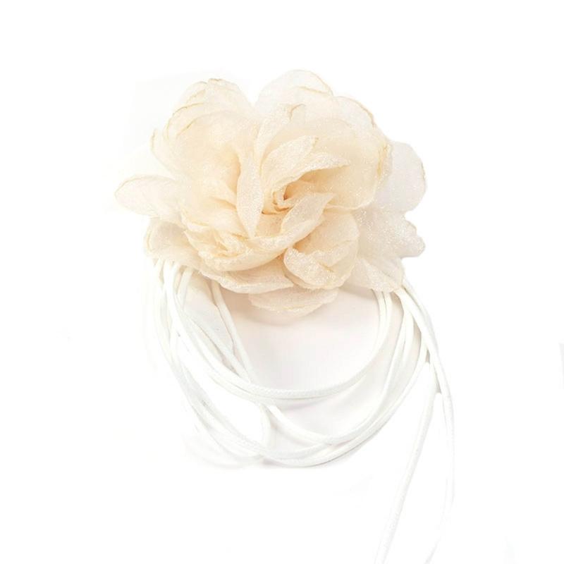 Vintage Big Flower Choker Necklace for Women Gifts Elegant Lace-up Rope Chain Necklace Fashion Jewelry Accessories