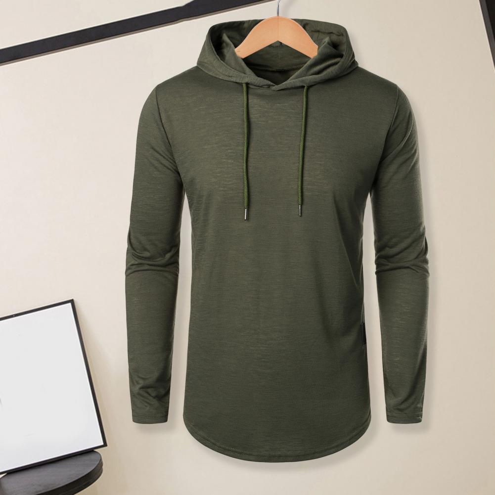 Herren Herbst Hoodie Langarm Kapuzen Kordelzug Einfarbig Mittellang Weich Lässig Einfacher Stil Warm Herren Top Sweatshirt Herbst Cl