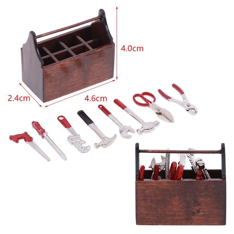 1Set 1:12 Dollhouse Miniature Toolbox Handmade Doll House Accessories Tools Sets